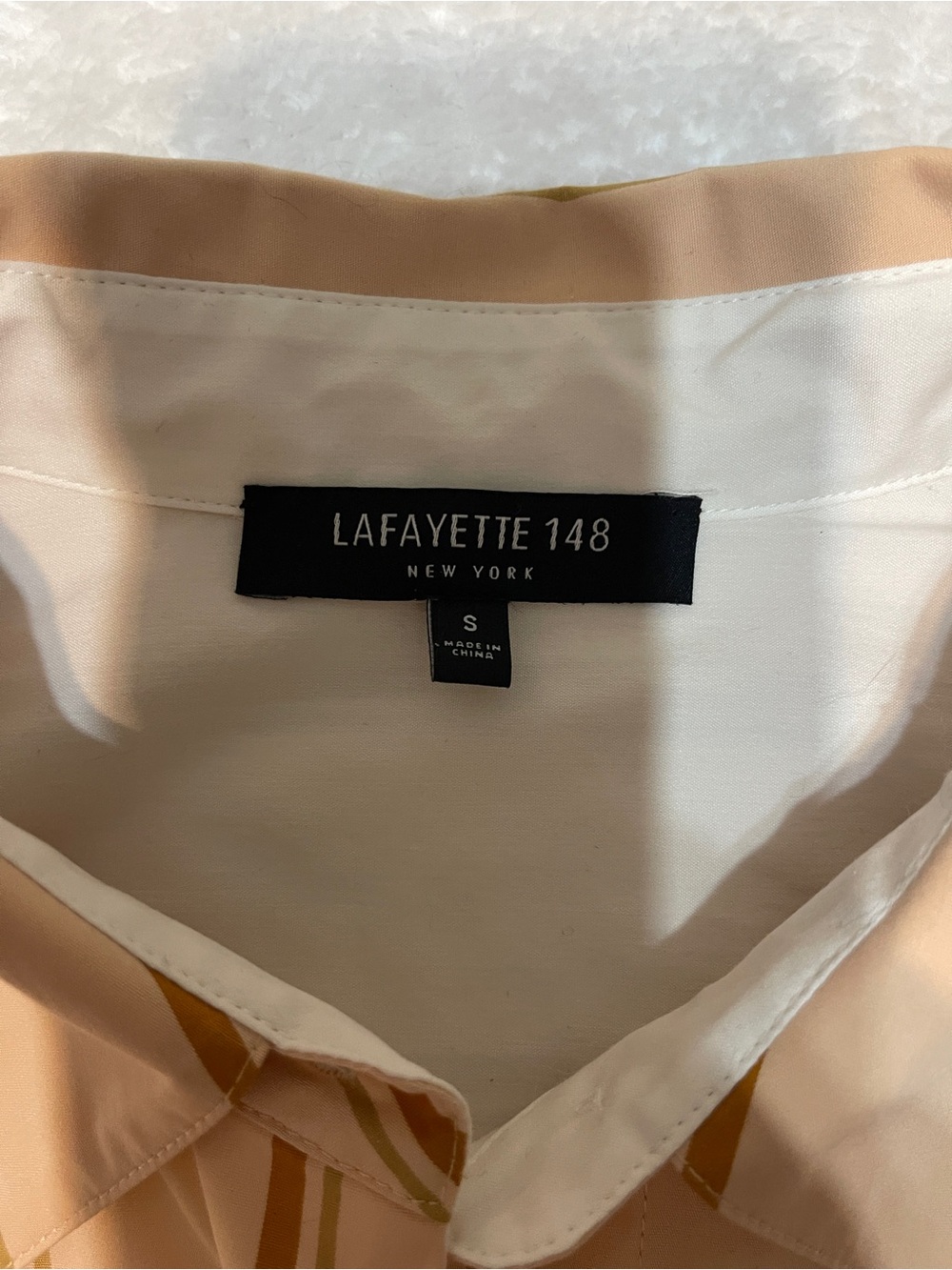 Lafayette 148 100% Cotton Pastel Orange Stripe Button Down Professional Blouse S - Picture 5 of 10